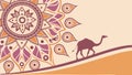 Desert Mandala Motif with Camel Silhouette & Abstract Patterns, vector design Generative AI Royalty Free Stock Photo