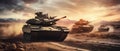 Desert Manoeuvre: Main Battle Tanks in Strategic Operation. Generative ai Royalty Free Stock Photo