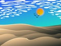 Desert midday landscape cartoon style