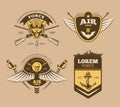 Desert military vintage vector labels