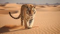 Desert Mirage: Camouflaged Tiger in Sandy Landscape