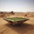 Desert Mirage: Surreal Snooker Oasis Amidst Vast Arid Wilderness