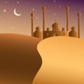 Desert and mosque Arabian background