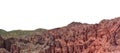 Desert mountains at Arcoiris Valley or Rainbow Valley Atacama, Chile isolated on white background