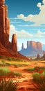 Vibrant Wild West Landscape Illustration In Monumental Western-style Portrait