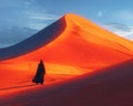 Desert nomads silhouette against a vast dune