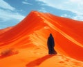 Desert nomads silhouette against a vast dune