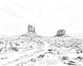 Desert of North America Arizona. Chihuahuan. Hand drawn vector illustration. Royalty Free Stock Photo