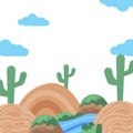 desert oasis nature landscape playful whimsical background for cute children