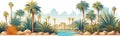 desert oasis with palm trees vector simple 3d isolated illustration