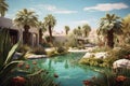 Desert oasis retreat: tranquil palm paradise