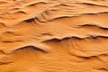 Desert orange sand dunes top view close up, yellow sand texture ornament, desert barchans background Royalty Free Stock Photo