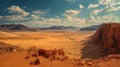 Desert panaromic sunset landscape. AI generated art