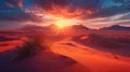 Desert panaromic sunset view landscape. AI generated art