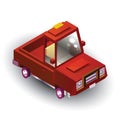toy low poygonal Pickup truck, 3d vector illustration