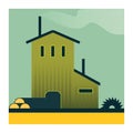 vintage sawmill building. flat vector Royalty Free Stock Photo