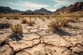 desert plants in drought cracked ground generative ai Royalty Free Stock Photo