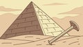 Desert pyramid with a hammer, symbolizing construction and ancient crafts, vector design Generative AI Royalty Free Stock Photo