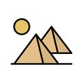 Desert, pyramid icon. Simple color with outline vector elements of wilderness icons for ui and ux, website or mobile application