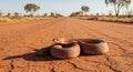 Desert Python on Outback Road Royalty Free Stock Photo