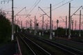 Desert railway at sunset, background