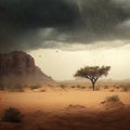 Desert Rain. Generative AI Royalty Free Stock Photo