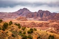 Desert with red mountains in Wadi Rum. Jordan Royalty Free Stock Photo
