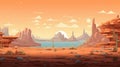 Desert in the retro style of pixels. Beautiful illustration picture. Generative AI