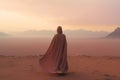 Desert Reverie: Middle Eastern Woman Embracing the Horizon\'s Vastness