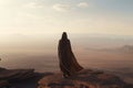 Desert Reverie: Middle Eastern Woman Embracing the Horizon\'s Vastness