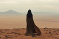 Desert Reverie: Middle Eastern Woman Embracing the Horizon\'s Vastness