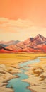 Desert River: A Realistic Painting Of A Serene Landscape