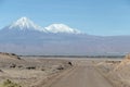 Desert road in Atacama, Chile : background with copy space for text Royalty Free Stock Photo