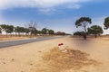 Desert road, dry salt lake Chott el Djerid in Tunisia Royalty Free Stock Photo