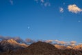 Desert rock formations with snowy mountain range in Eastern Sierra Nevadas California Royalty Free Stock Photo