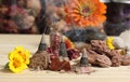 Desert Rose Rocks From Oklahoma on Meditation Table Royalty Free Stock Photo