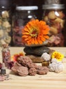 Desert Rose Rocks From Oklahoma on Meditation Table Royalty Free Stock Photo