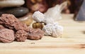 Desert Rose Rocks From Oklahoma on Meditation Table Royalty Free Stock Photo