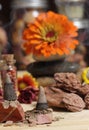 Desert Rose Rocks From Oklahoma on Meditation Table Royalty Free Stock Photo