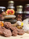 Desert Rose Rocks From Oklahoma on Meditation Table Royalty Free Stock Photo