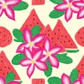 Desert rose watermelon seamless pattern Royalty Free Stock Photo