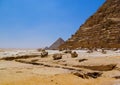Desert and ruined pyramid