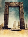 Ancient Egyptian arch with hieroglyphs