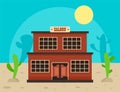 Desert saloon concept background, flat style