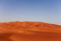 Desert sand and dunes with clear blue sky. Royalty Free Stock Photo