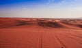 Desert sand and dunes with clear blue sky. Royalty Free Stock Photo