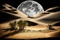 Desert sand dunes illuminated by the moon at night Royalty Free Stock Photo