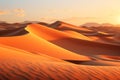 Desert sand dunes at sunset, 3d render nature background