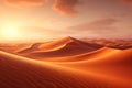 Desert sand dunes at sunset, 3d render nature background