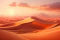 Desert sand dunes at sunset, 3d render nature background